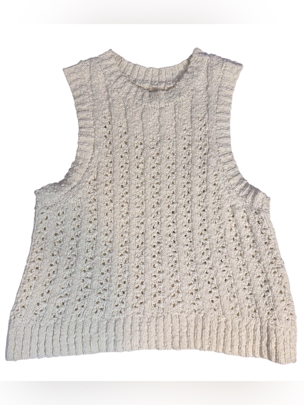 Pilcro Anthro Medium White Crochet Tank Top Boho Western Festival Sleeveless